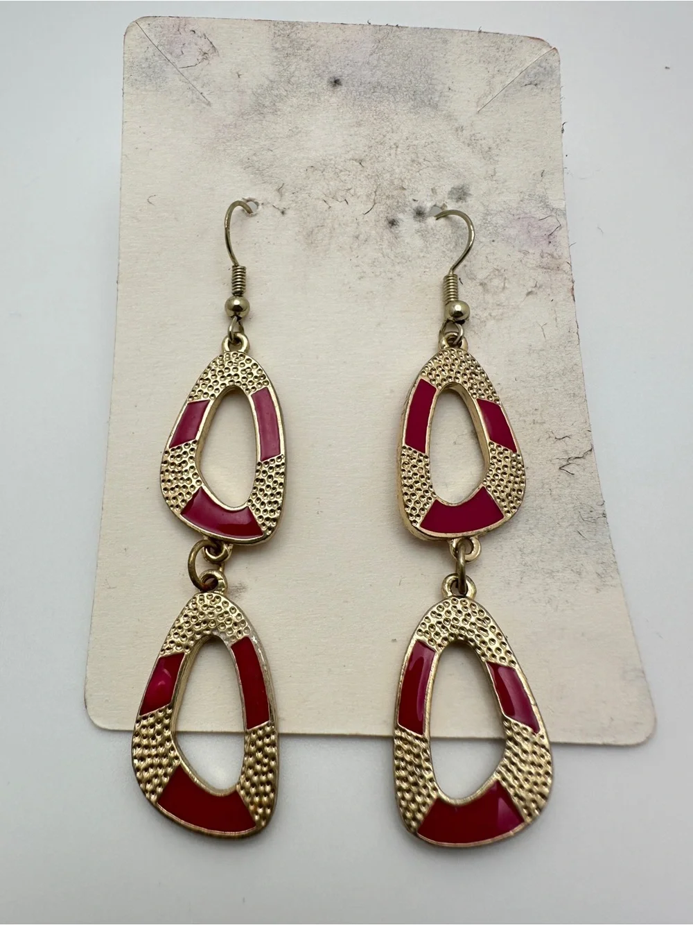 Gold-Tone Pink Drop Earrings